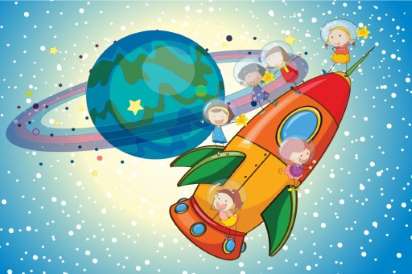 Plakat dla dzieci kosmos rakieta dzieci